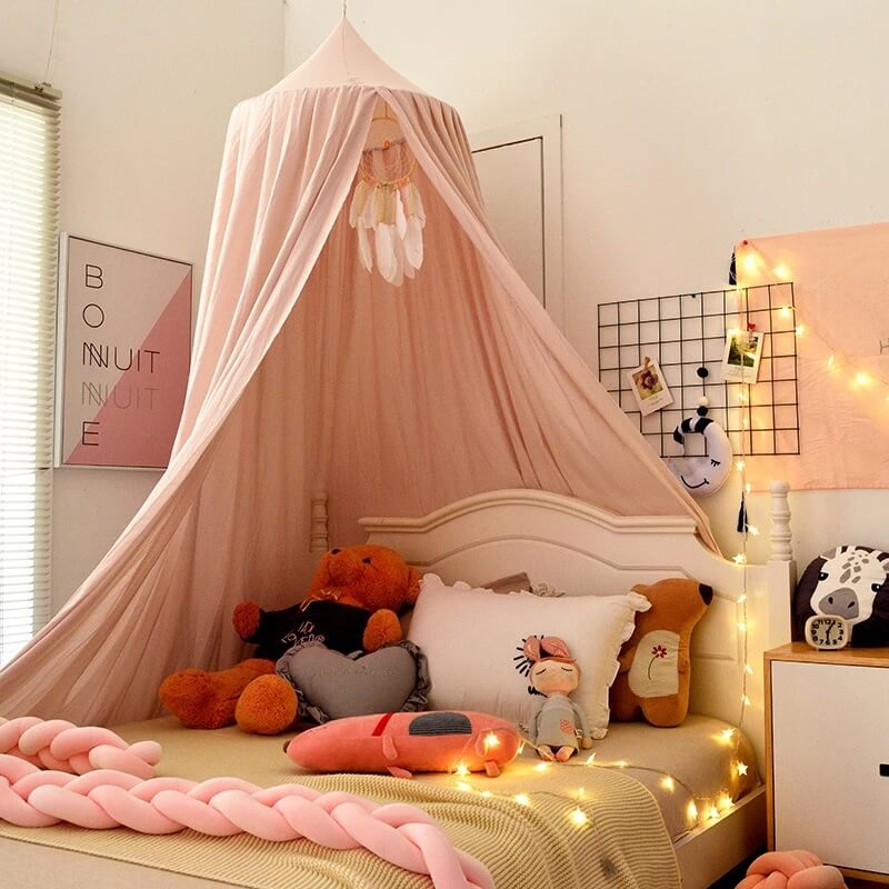 bed canopy-light pink