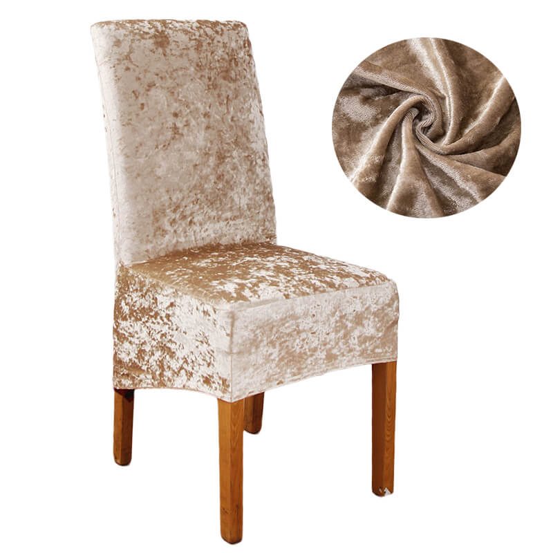 Stretch Crushed Velvet XL Chair Covers-champagne