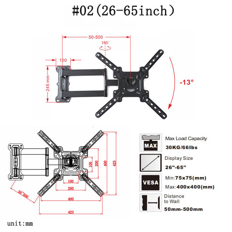 Full Motion Swivel TV Wall Bracket