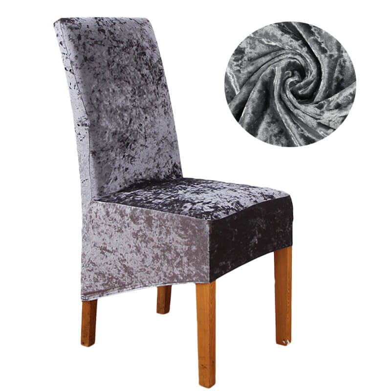 Stretch Crushed Velvet XL Chair Covers-Light gray